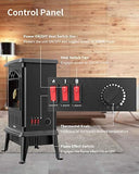 Electric Fireplace Stove Freestanding Stove Portable Indoor Space Heater 1000w/1500w with 1 Side Fire & Cold Touch Shell & Overheating and Dumping Protection & Temperature Control System