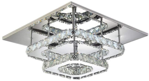 LED Indoor Ceiling Light in Crystal Chandelier, Porch Light Lamp, Lighting Fixture, Flush Mount, Stainless Steel H25cm