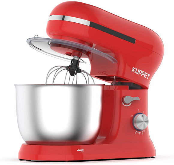 Stand Mixer, Food Mixer with Tilt-Head, 8-Speeds Electric Mixer, Included Dough Hook, Wire Whip & Beater, 4.5L Stainless Steel Bowl - Red