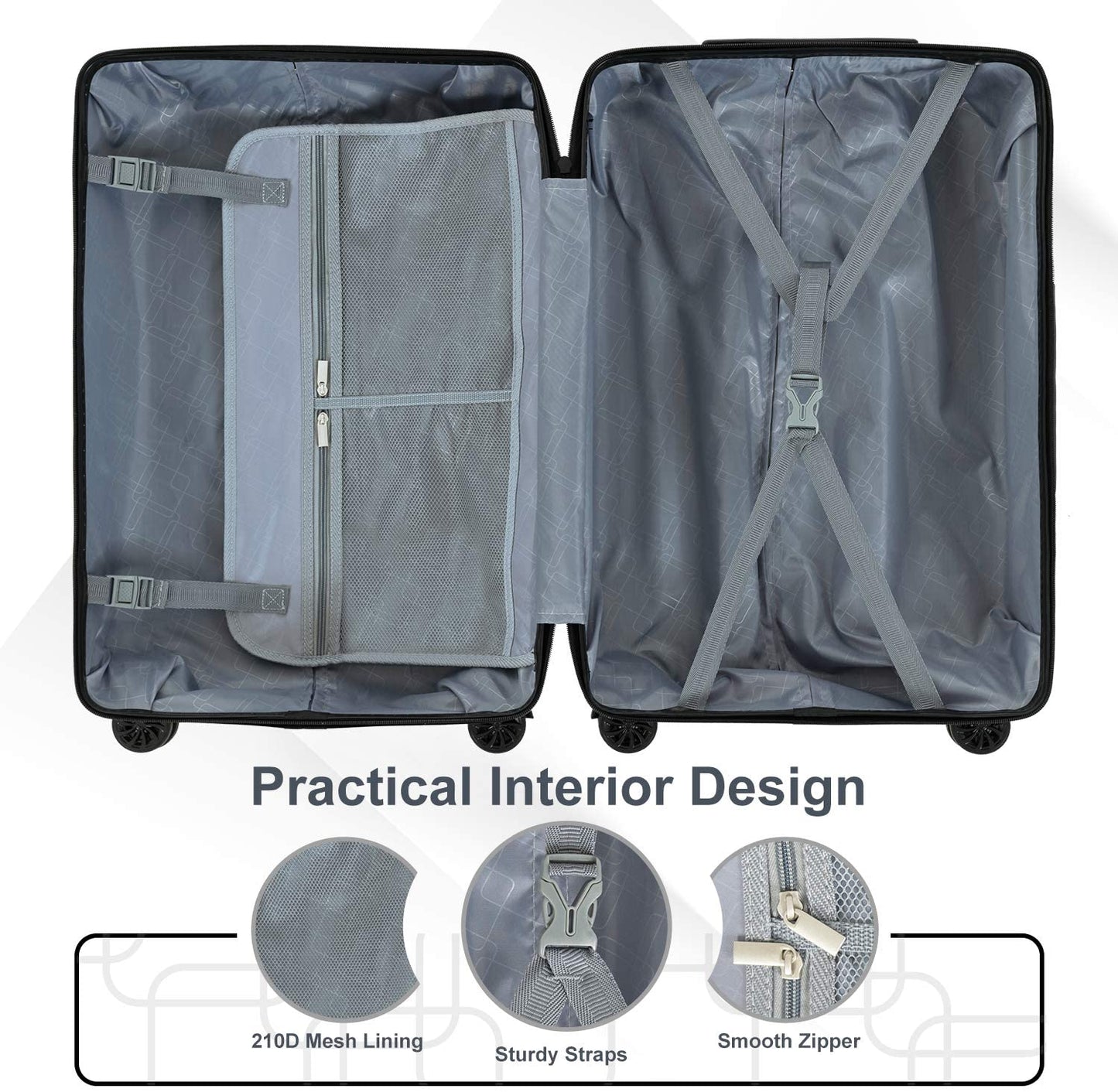 20 inches (56cm) Carry on ABS Luggage TSA Lock Lightweight Durable Hard Shell 4 Spinner Wheels Suitcase, Navy Blue