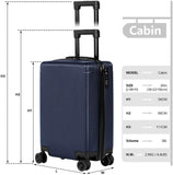 20 inches (56cm) Carry on ABS Luggage TSA Lock Lightweight Durable Hard Shell 4 Spinner Wheels Suitcase, Navy Blue