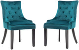 Dining Chairs Set of 2 Velvet Fabric Chairs with Wooden Style Metal Legs for Dining Room,Living Room,Kitchen,Cyan Blue Teal Green (Only 2 Chairs)