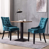 Dining Chairs Set of 2 Velvet Fabric Chairs with Wooden Style Metal Legs for Dining Room,Living Room,Kitchen,Cyan Blue Teal Green (Only 2 Chairs)