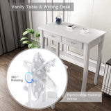 Dressing Table Set,White Vanity Makeup Table,4 Large Drawers and Cushioned Stool,10 Dimmable LED,Adjustable Mirror,for Girls,Women,Bedroom (White Makeup Vanity Table-4 drawers)