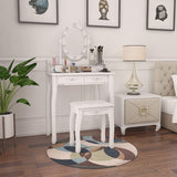 Dressing Table Set,White Vanity Makeup Table,4 Large Drawers and Cushioned Stool,10 Dimmable LED,Adjustable Mirror,for Girls,Women,Bedroom (White Makeup Vanity Table-4 drawers)