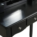 Dressing Table Set, Black Vanity Makeup Table, 5 Large Drawers and Cushioned Stool, 10 Dimmable LED, Adjustable Mirror, for Girls, Women, Bedroom (Black Makeup Vanity Table-5 drawers)