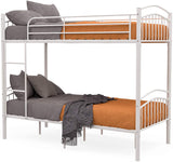 2 x 3FT Single Metal Bunk Beds Frame, Splits into 2 Beds, for Twins Kids Children Teenagers Adult Dormitory Bed - White