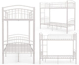 2 x 3FT Single Metal Bunk Beds Frame, Splits into 2 Beds, for Twins Kids Children Teenagers Adult Dormitory Bed - White