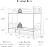 2 x 3FT Single Metal Bunk Beds Frame, Splits into 2 Beds, for Twins Kids Children Teenagers Adult Dormitory Bed - White