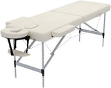 Folding Massage Table 84'' Professional Massage Bed Aluminum Frame, 2 Fold, White