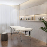 Folding Massage Table 84'' Professional Massage Bed Aluminum Frame, 2 Fold, White