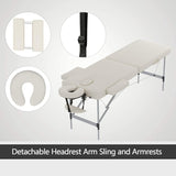 Folding Massage Table 84'' Professional Massage Bed Aluminum Frame, 2 Fold, White