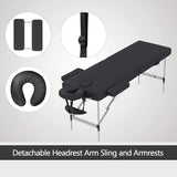 Folding Massage Table 84'' Professional Massage Bed Aluminum Frame, 2 Fold, Black