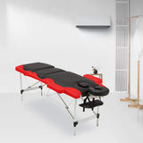 Folding Massage Table 84'' Professional Massage Bed Aluminum Frame, 3 Fold Black Bed with Orange Edge