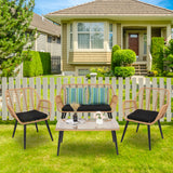 PE Steel Outdoor Wicker Rattan Chair Four-Piece Patio Furniture Set Yellow