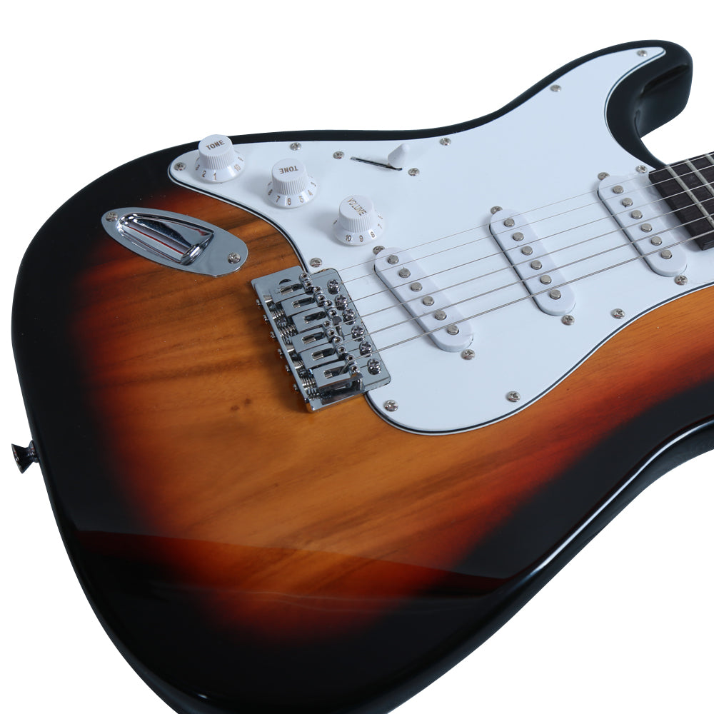 Glarry GST Rosewood Fingerboard Left Hand Electric Guitar Bag Strap Paddle Rocker Cable Wrench Tool Sunset Colour