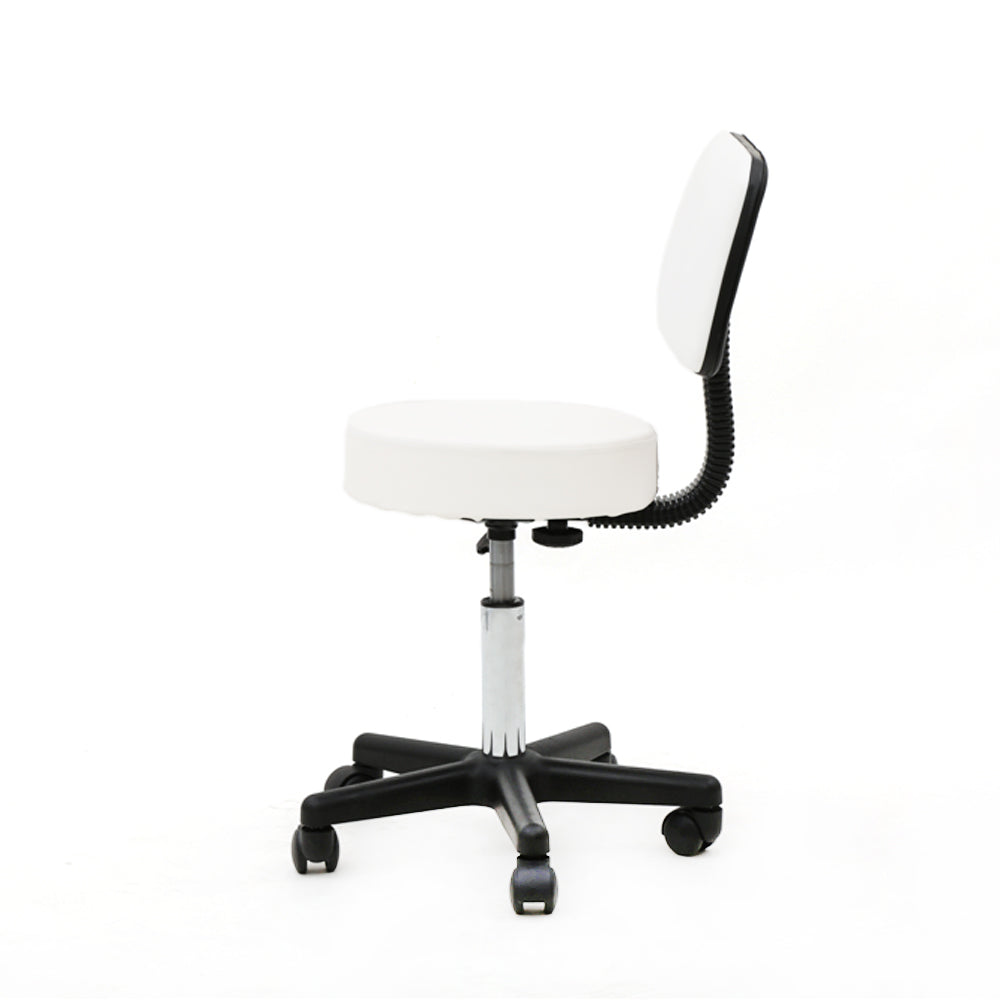Round Shape Plastic Adjustable Salon Stool with Back White