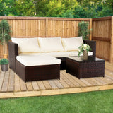 Oshion Three-Seater Sofa Pedal Coffee Table - Brown