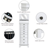 Jewellery Armoire with Mirror, 8 Drawers & 16 Necklace Hooks, 2 Side Swing Doors(White)