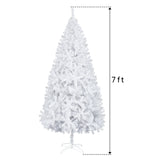 7FT Metal Legs White Christmas Tree with 950 Branches