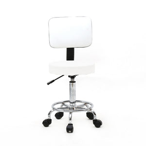 Round Shape Adjustable Salon Stool with Back White