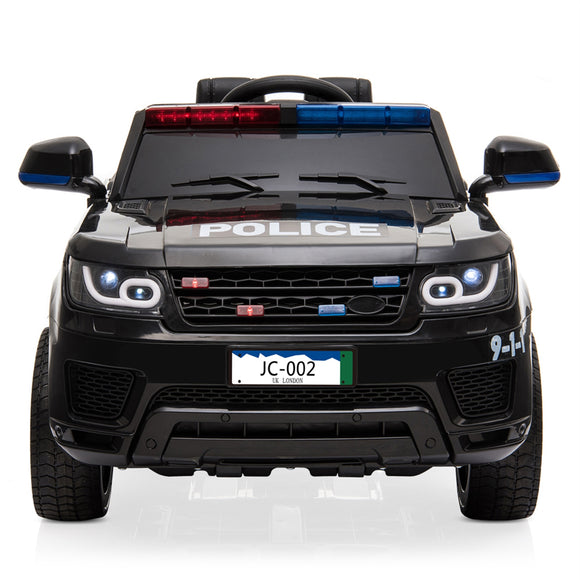 Dual Drive 12V 7Ah Childrens Ride On Police Car with 2.4G Remote Control Black