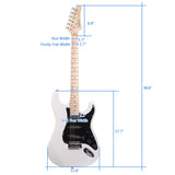 Glarry GST Stylish Electric Guitar with Black Pickguard White in Colour- Full Kit