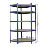 Heavy Duty Blue Metal Garage Corner Shelving Unit Shed Storage Shelves Boltless Shelf Rack