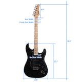 Glarry GST Stylish Electric Guitar with Black Pickguard Black in Colour- Full Kit