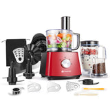 Food Processor 9-in-1 Multifunctional Food Mixer - Red