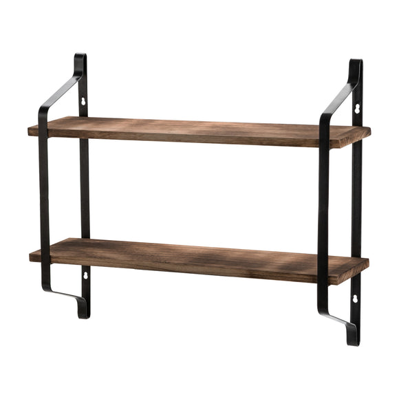 2 Tiers Floating Shelves Wall Mounted Industrial Wall Shelves for Living Room Bedroom Kitchen Entryway Wood Storage Shelf