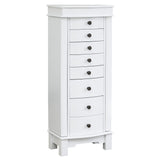 Jewellery Armoire with Mirror, 8 Drawers & 16 Necklace Hooks, 2 Side Swing Doors(White)