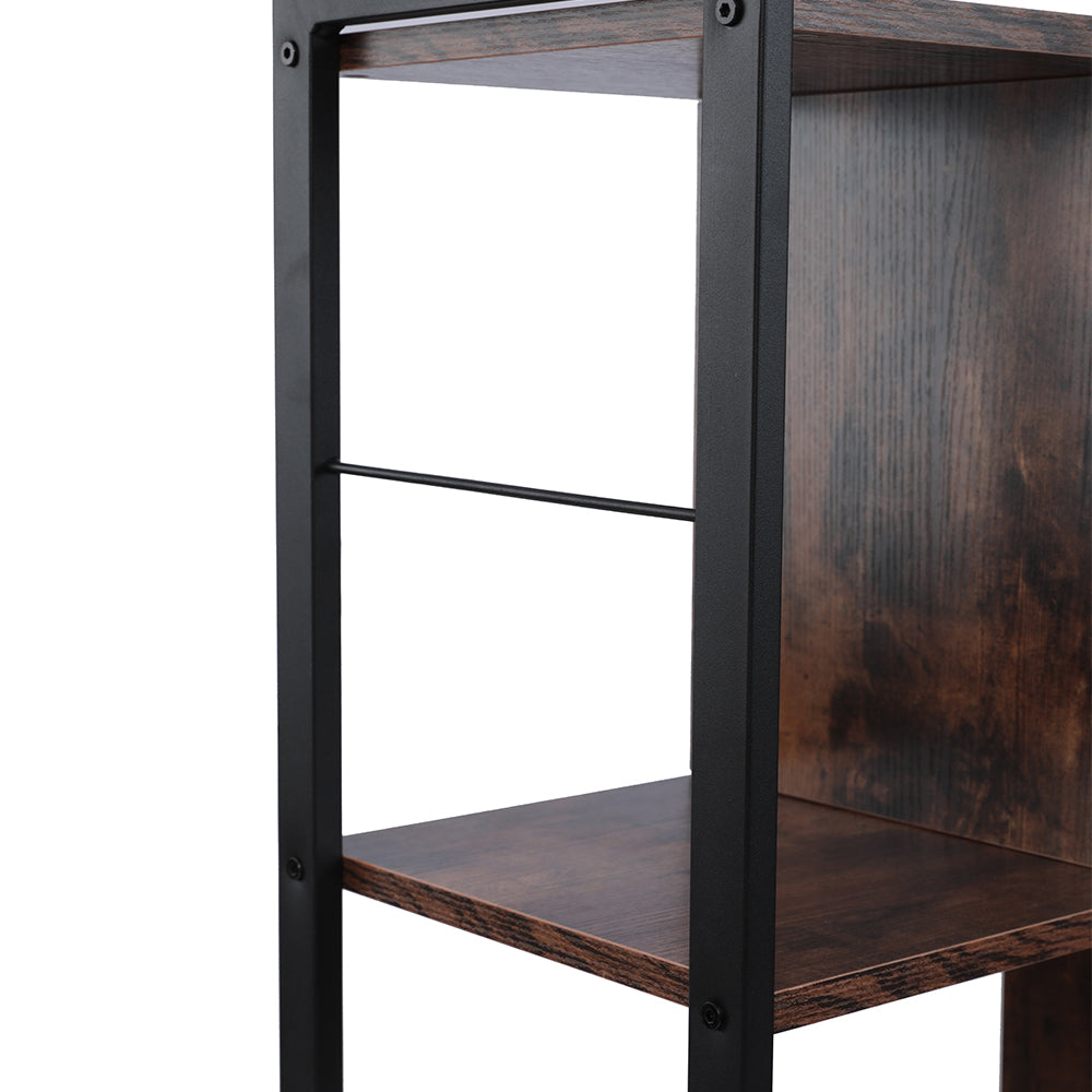 4 Tier Industrial Bookshelf, Floor Standing Storage Rack in Living Room Office Study, Large Storage Space, Simple Assembly, Stable Steel Frame, Rustic Brown