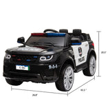 Dual Drive 12V 7Ah Childrens Ride On Police Car with 2.4G Remote Control Black