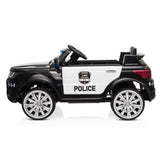 Dual Drive 12V 7Ah Childrens Ride On Police Car with 2.4G Remote Control Black