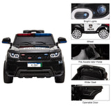 Dual Drive 12V 7Ah Childrens Ride On Police Car with 2.4G Remote Control Black