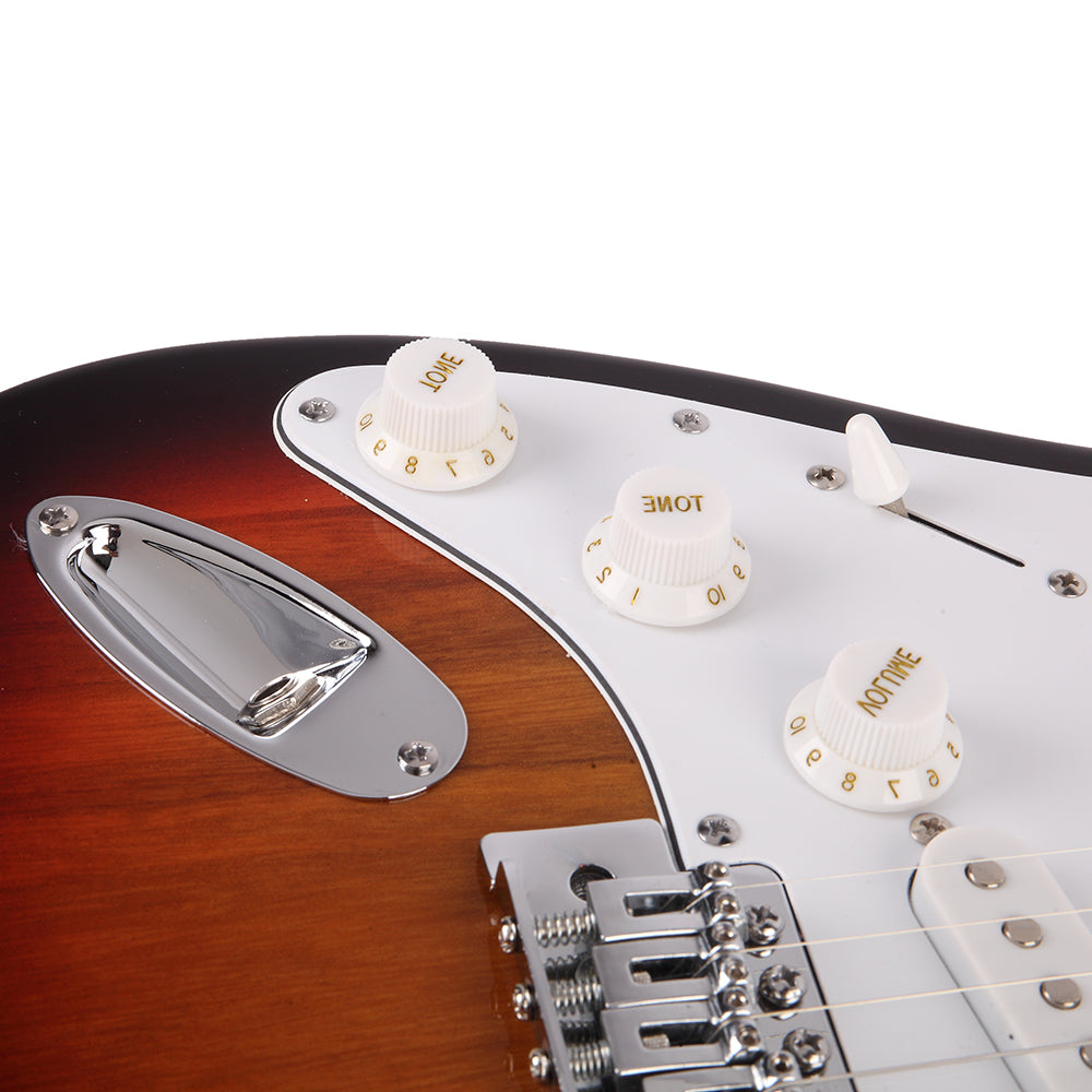Glarry GST Rosewood Fingerboard Left Hand Electric Guitar Bag Strap Paddle Rocker Cable Wrench Tool Sunset Colour