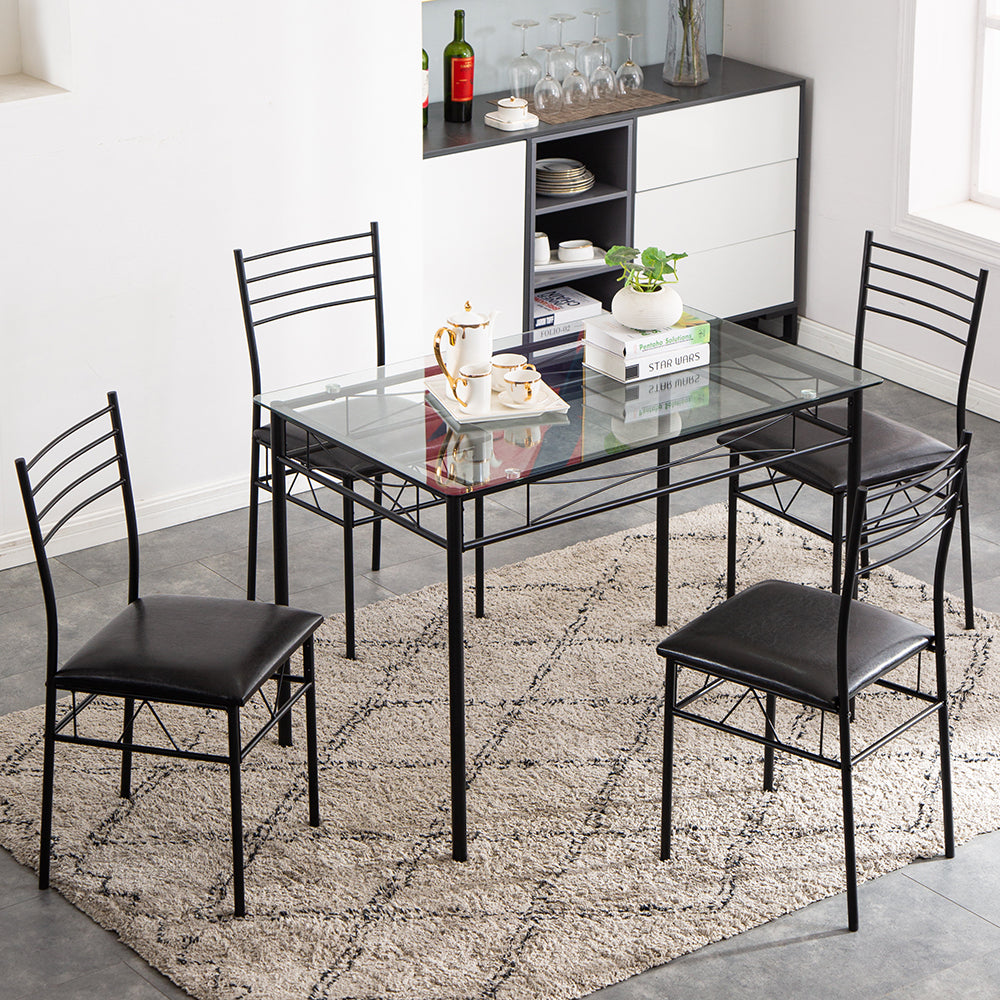 Iron and glass dining table sales