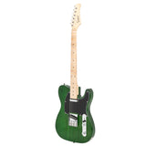 Glarry GTL Maple Fingerboard Electric Guitar (Green) Bag Strap Paddle Cable Wrench Tool