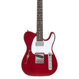Glarry GTL Semi-Hollow Electric Guitar F Hole HS Pickups Rosewood Pickguard Wine Red