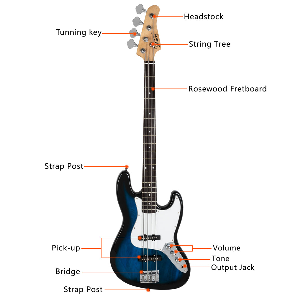 Glarry Electric GJazz Bass Guitar Cord Wrench Tool Blue