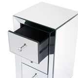 Modern and Contemporary Mirrored 3-Drawers Nightstand Bedside Table