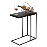 Artisasset Black MDF Countertops Grey Wrought Iron Base Single Layer Snack Table