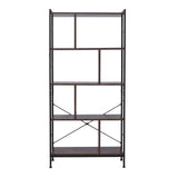 4 Tier Industrial Bookshelf, Floor Standing Storage Rack in Living Room Office Study, Large Storage Space, Simple Assembly, Stable Steel Frame, Rustic Brown