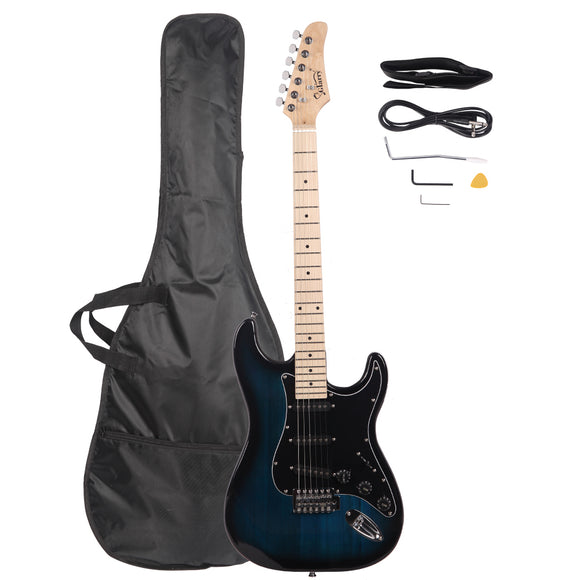 Glarry GST Stylish Electric Guitar Kit with Black Pickguard Dark Blue