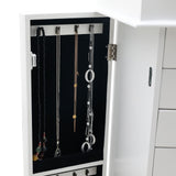 Jewellery Armoire with Mirror, 8 Drawers & 16 Necklace Hooks, 2 Side Swing Doors(White)
