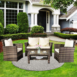 Oshion Outdoor Rattan Sofa Combination Four-piece Package-Grey (Combination Total 2 Boxes)