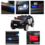 Dual Drive 12V 7Ah Childrens Ride On Police Car with 2.4G Remote Control Black