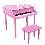 Wooden Toys 30-key Children's Wooden Piano with Music Stand, Mechanical Sound - Pink - LiamsBargains.co.uk