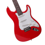 Glarry GST3 Pearl White Pick Guard Electric Guitar Bag Shoulder Strap Pick Whammy Bar Cord Wrench Tool Red